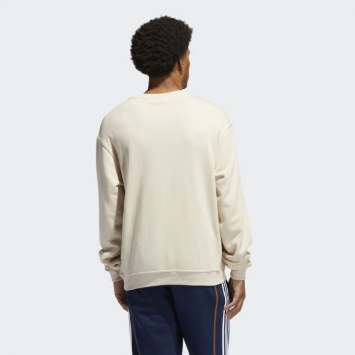 Adidas Embroidered Crew bézs férfi pulóver