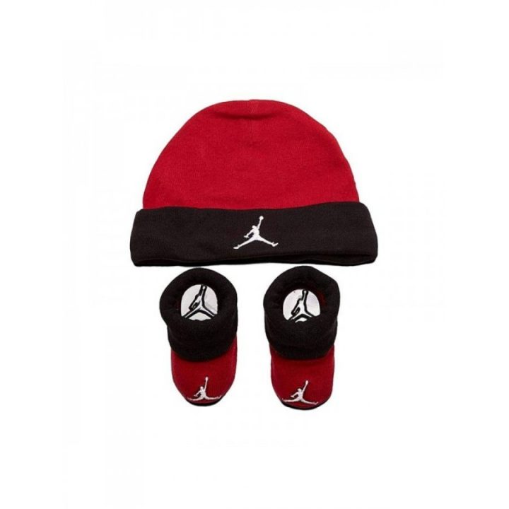 Jordan Basic Hat/Bootie piros bébi cipő/sapka szett