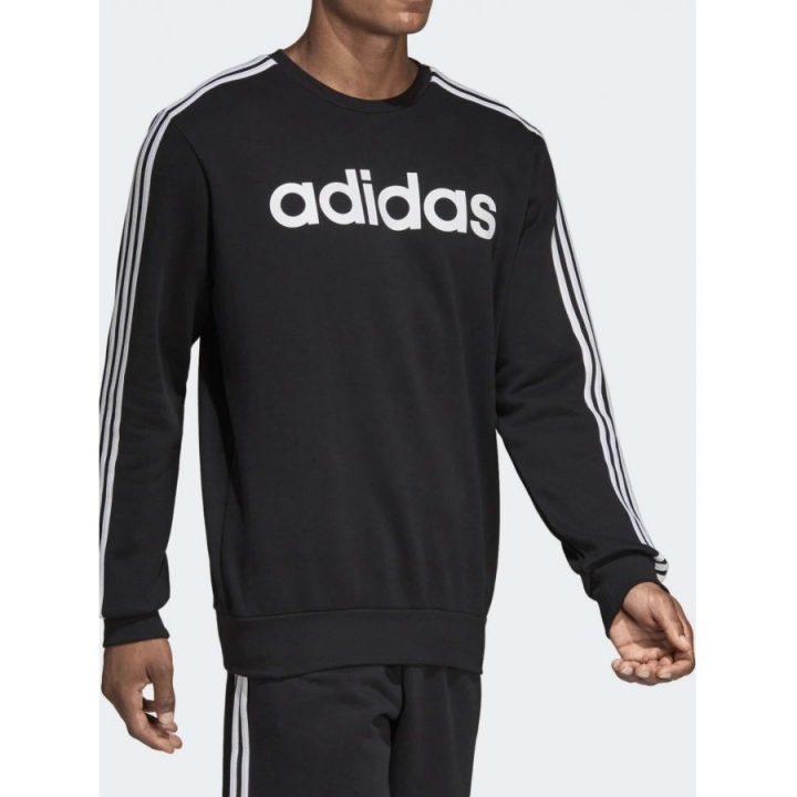 Adidas Essentials 3 Stripes fekete férfi pulóver