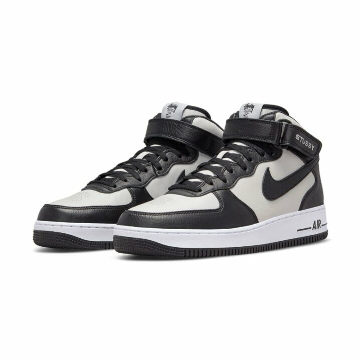 Nike Air Force 1 Mid Stussy Light Bone Black fekete utcai cipő