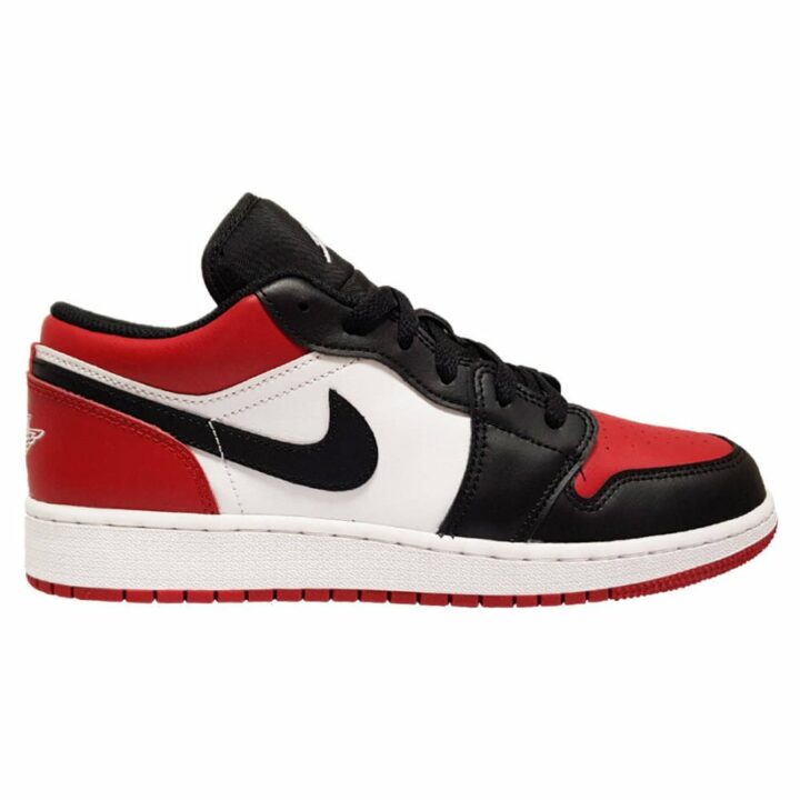 Jordan 1 Low Bred Toe piros utcai cipő